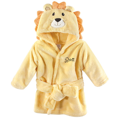 Personalized Hebrew Name Plush Baby Bathrobe -Yellow Lion-FREE Shipping