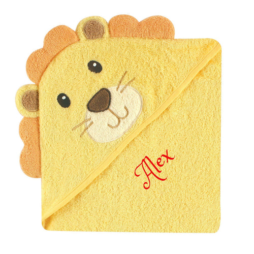 Personalized Hebrew Name Hooded Baby Towel- LION - FREE Shipping