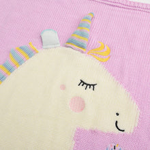 Personalized Knitted 100% Cotton Pink Unicorn Blanket