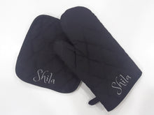 Personalized Hebrew Name Pot Holder & Oven Mitt set, 3 Colors - FREE Shipping