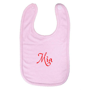 Personalized Hebrew Name Baby bib - Pink Scallop - FREE Shipping