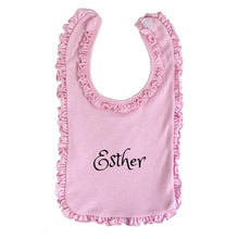 Personalized Hebrew Name Baby bib - Pink Ruffle - FREE Shipping