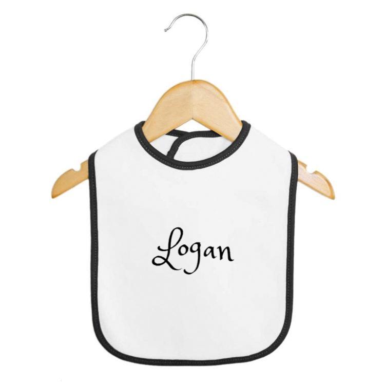 Personalized Hebrew Name Baby bib - Black Trim - FREE Shipping