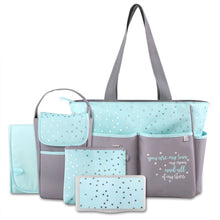 Personalized Hebrew Name 5 in 1 Diaper Bag set - Blue "Stars" - FREE Shipping