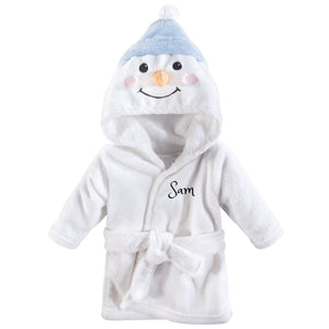 Personalized Hebrew Name Plush Baby Bathrobe -Snowmen -FREE Shipping