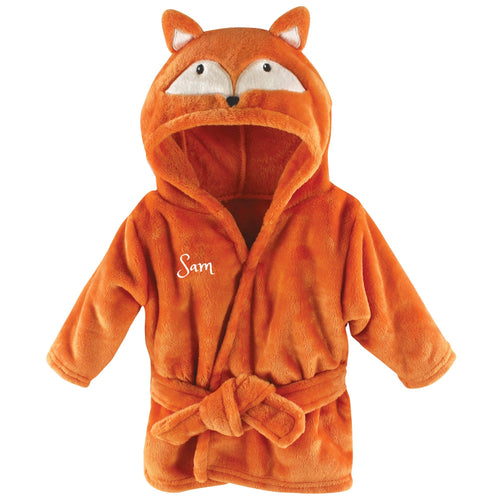 Personalized Hebrew Name Plush Bathrobe FOX -FREE Shipping