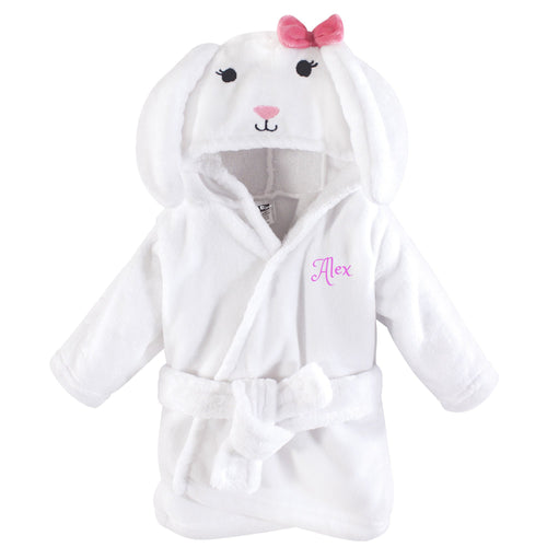Personalized Hebrew Name Plush Baby Bathrobe -Rabbit -FREE Shipping