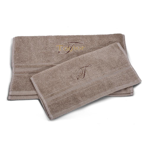 Personalized Hebrew Name Beige Hand towel and Washcloth/Premium Quality 100% Cotton -Free shipping