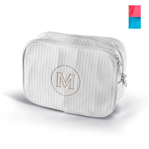 Personalized Hebrew Name Waffle Weave Cosmetic Bags - 3 Colors - FREE Shipping