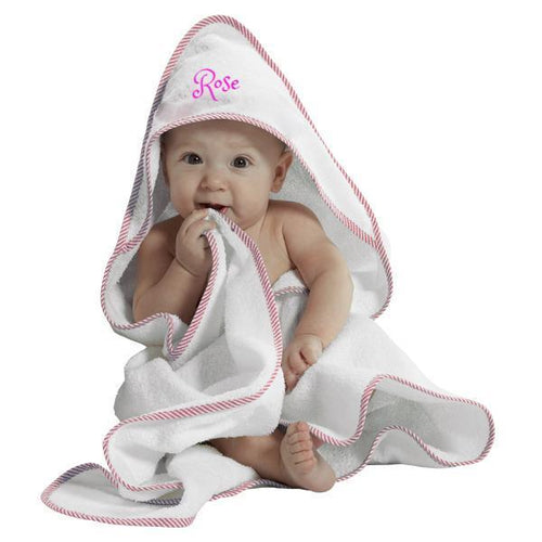Personalized Hebrew Name Hooded Baby Bath Towel - Pink - FREE Shipping