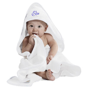 Personalized Hebrew Name Hooded Baby Towel- WHITE - FREE Shipping