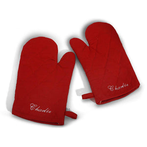 Personalized Hebrew Name Oven Mitt set, 3 Colors - FREE Shipping