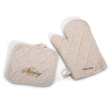 Personalized Hebrew Name Pot Holder & Oven Mitt set, 3 Colors - FREE Shipping