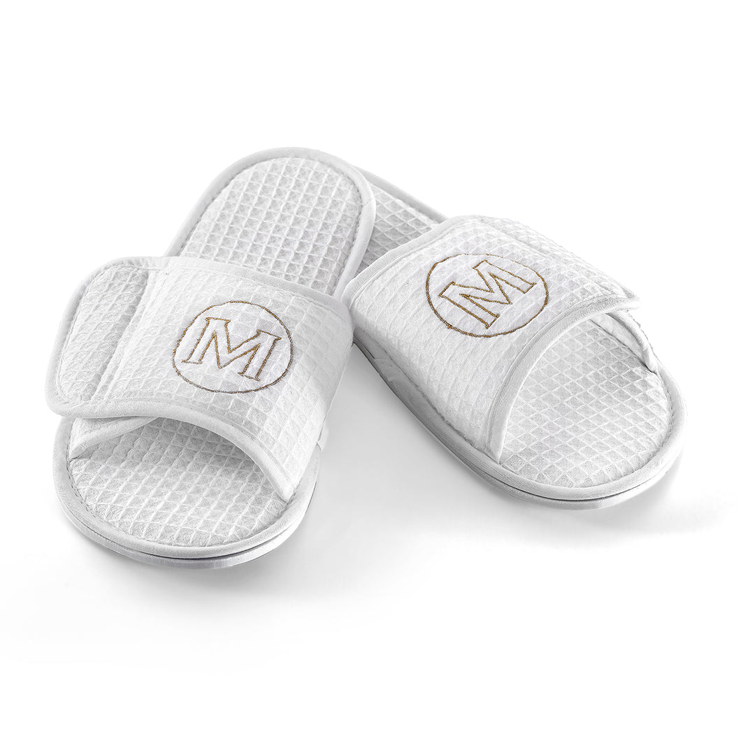 Personalized Hebrew Name Waffle Weave Spa/Bath Slippers - FREE Shipping