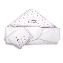 Personalized Hebrew Name Hooded Baby Towel And Washcloth - PINK -FREE Shipping