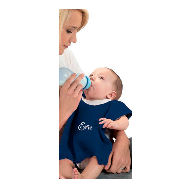 Personalized Hebrew Name Baby bib - Velour Navy - FREE Shipping