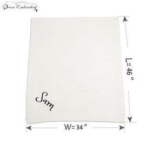 Personalized Knitted 100% Cotton Plain White Blanket