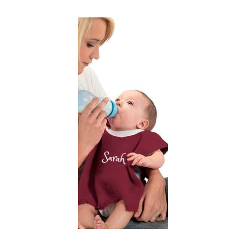 Personalized Hebrew Name Baby bib - Velour Burgundy - FREE Shipping\