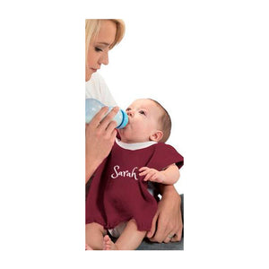 Personalized Hebrew Name Baby bib - Velour Burgundy - FREE Shipping\