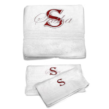 Personalized Hebrew Name White bath SET / premium Quality 100% Cotton - Free shipping