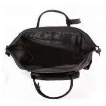 Large Black Leather Diaper Bag Knapsack