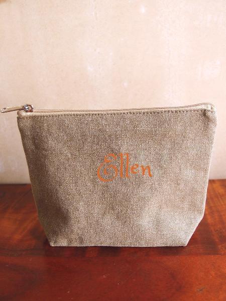 Personalized Hebrew Name Zippered Jute / Canvas Pouch Cosmetic Bag - FREE Shipping