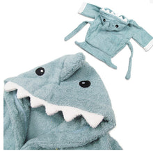 Personalized Hebrew Name Terry Bathrobe Blue Shark -FREE Shipping