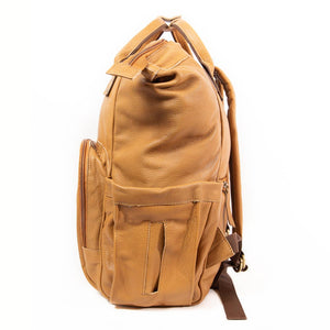 Large Tan Leather Diaper Bag Knapsack