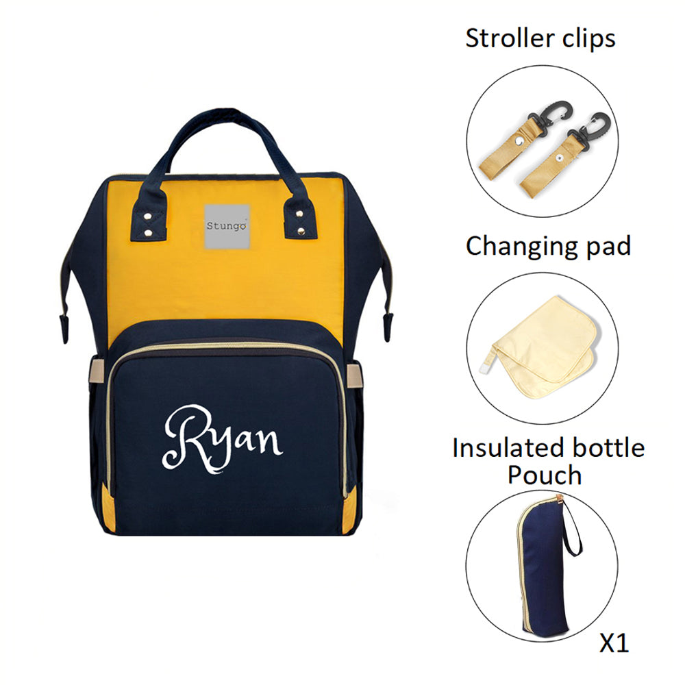 Personalized Large Diaper Bag Knapsack set -Blue /Yellow